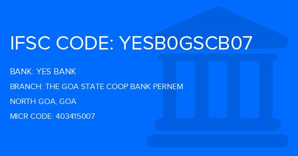Yes Bank (YBL) The Goa State Coop Bank Pernem Branch IFSC Code