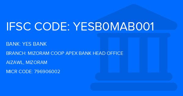 Yes Bank (YBL) Mizoram Coop Apex Bank Head Office Branch IFSC Code