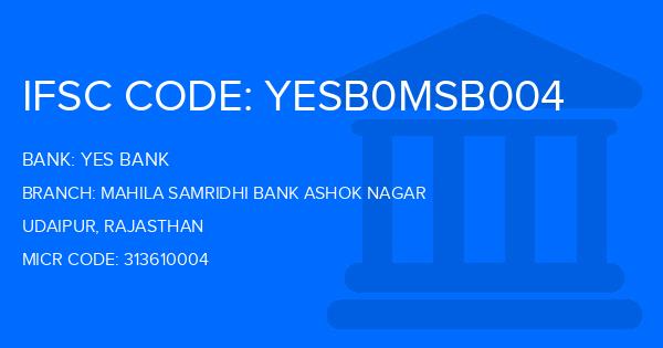 Yes Bank (YBL) Mahila Samridhi Bank Ashok Nagar Branch IFSC Code