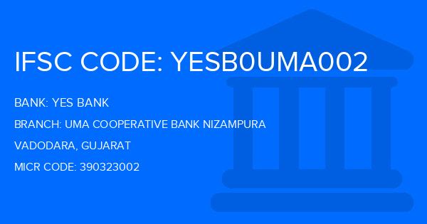 Yes Bank (YBL) Uma Cooperative Bank Nizampura Branch IFSC Code