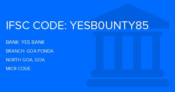 Yes Bank (YBL) Goa Ponda Branch IFSC Code