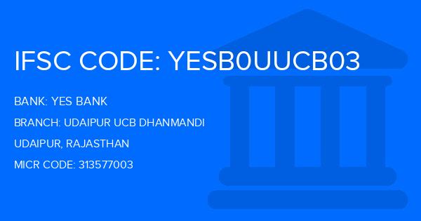 Yes Bank (YBL) Udaipur Ucb Dhanmandi Branch IFSC Code